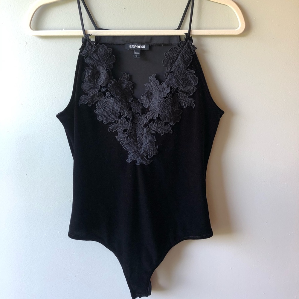 Black velvet bodysuit